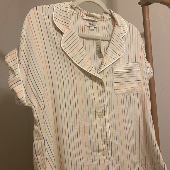 Madewell Cotton Pajama Shirt in Rainbow Stripe - Picture 5 of 7